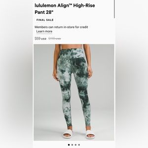 Lululemon Align High-Rise Leggings Brand New